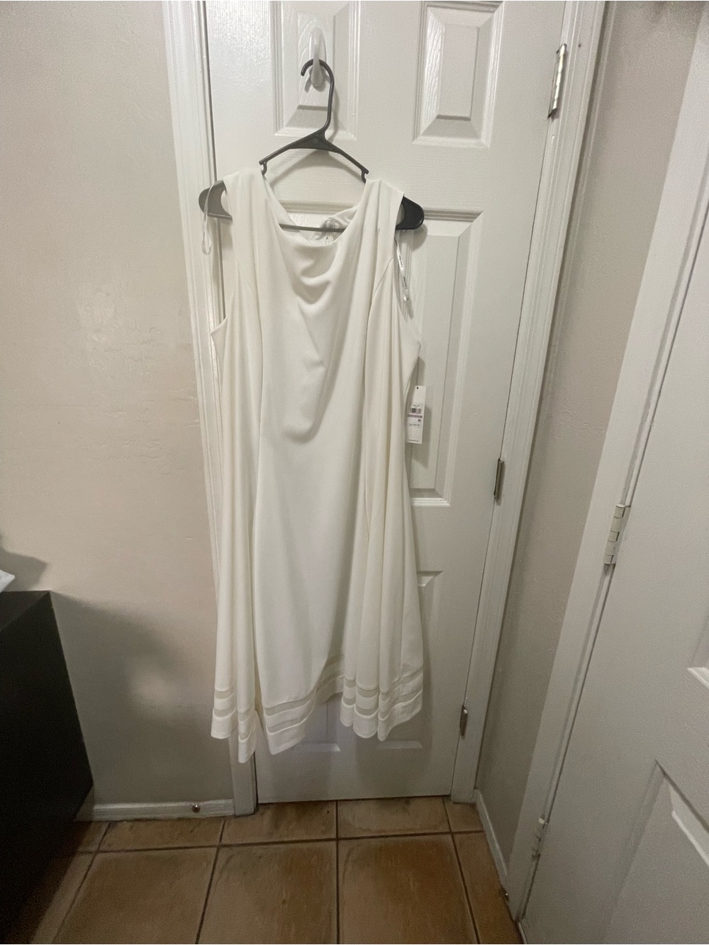 Calvin Klein White Sleeveless Cowl Neck Dress